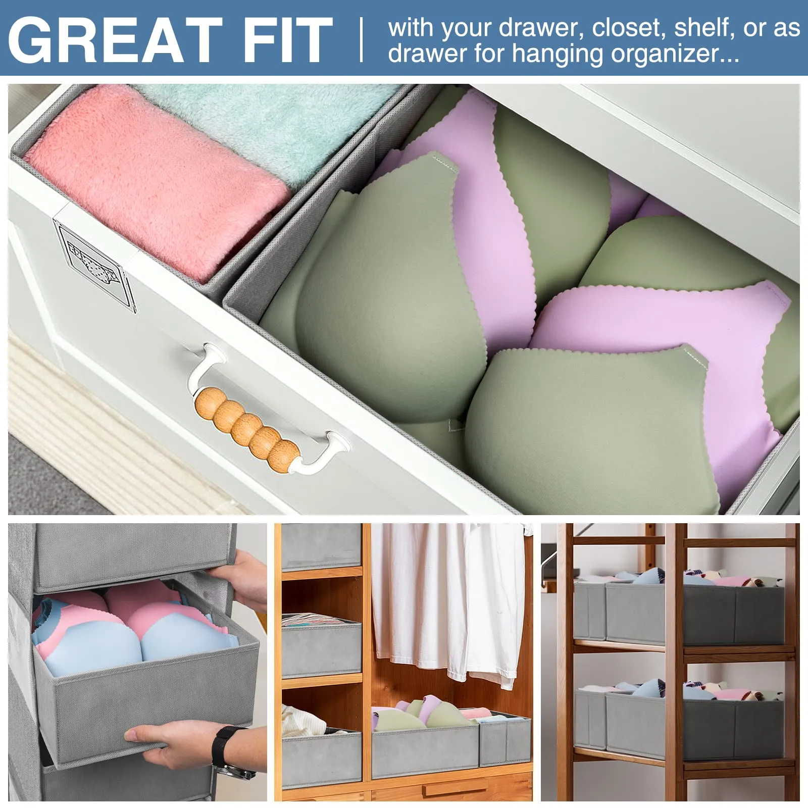 12 Pack Foldable Drawer Organizer Bins