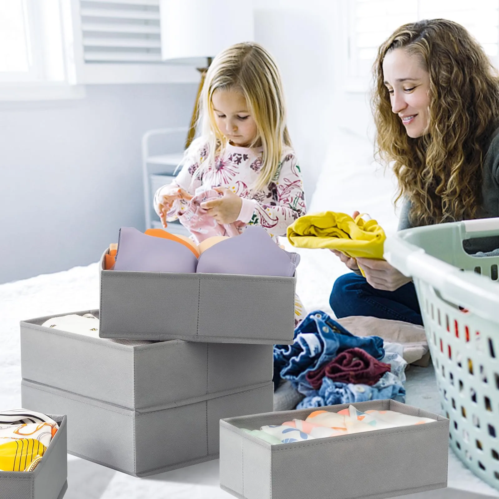 20 Pack Fabric Drawer Organizer Bins - Grey