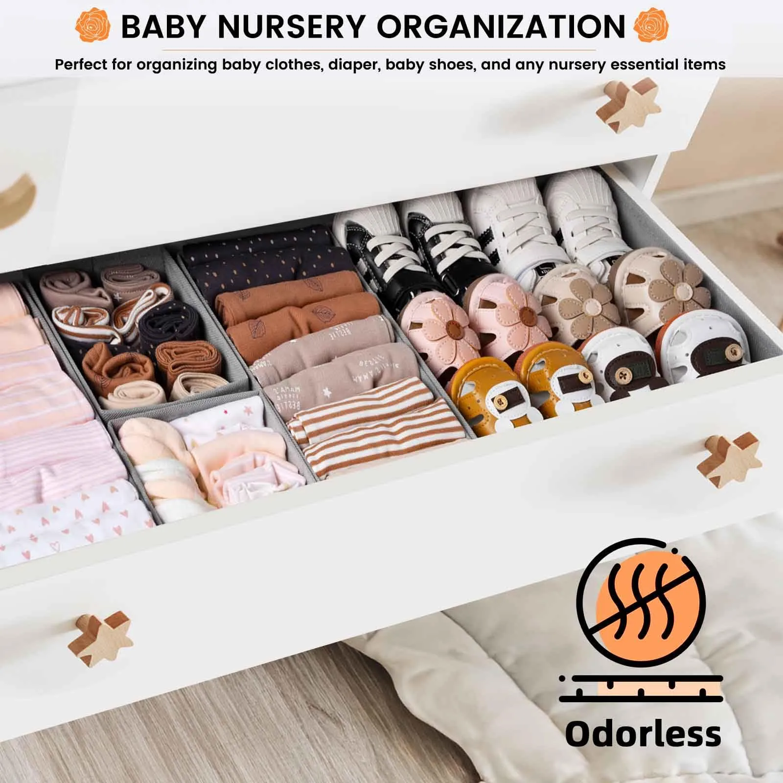 20 Pack Fabric Drawer Organizer Bins - Grey