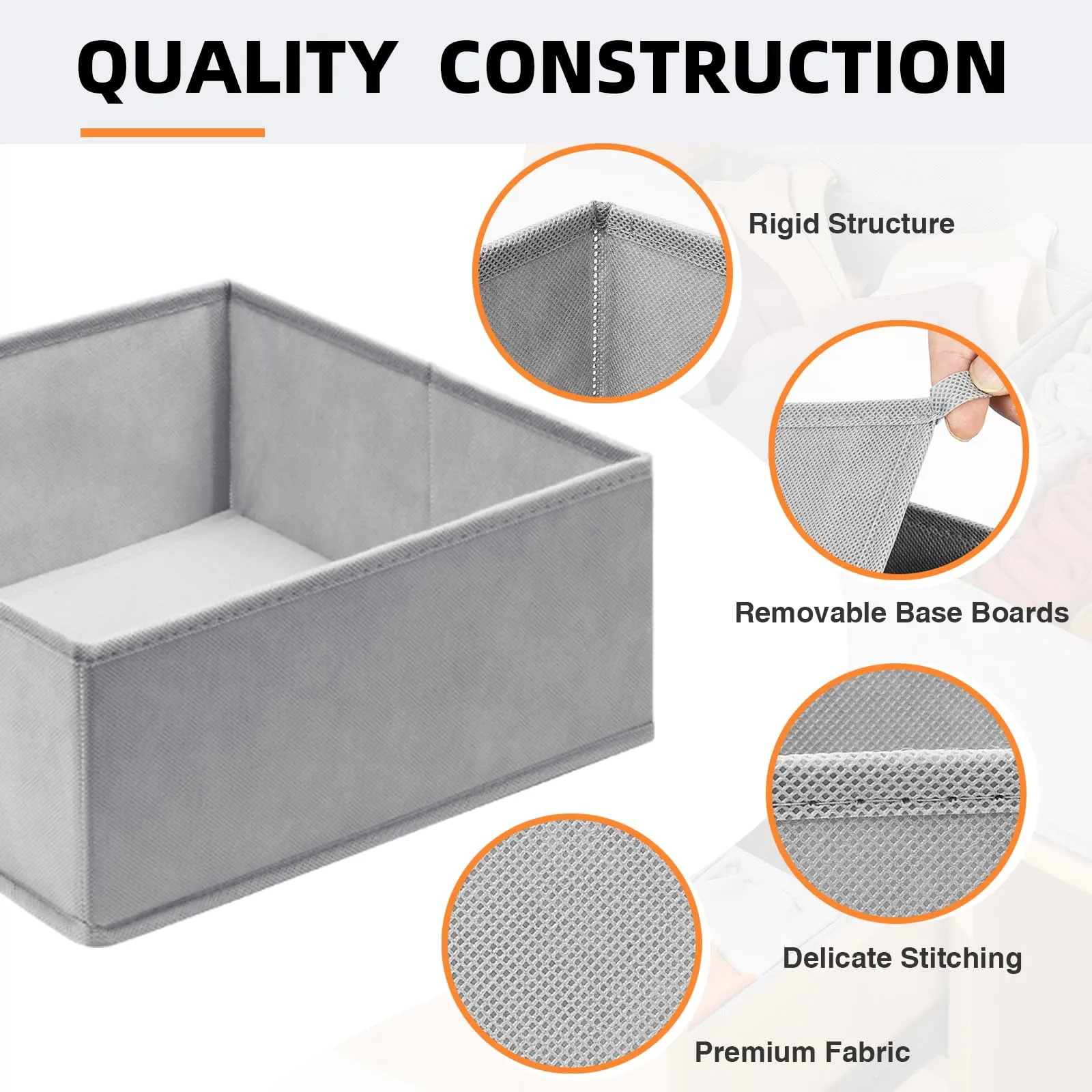 20 Pack Fabric Drawer Organizer Bins - Grey