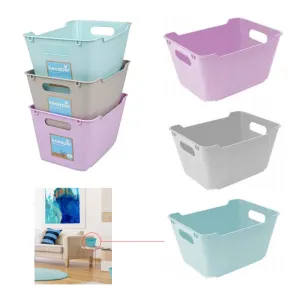 3 Home Decor Mini Storage Boxes Bins Stackable Tub Container Basket 7.5"L X 4"H