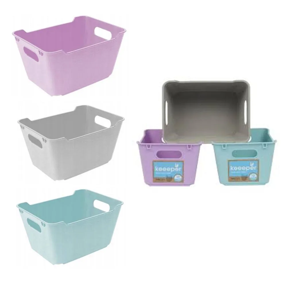 3 Home Decor Mini Storage Boxes Bins Stackable Tub Container Basket 7.5"L X 4"H