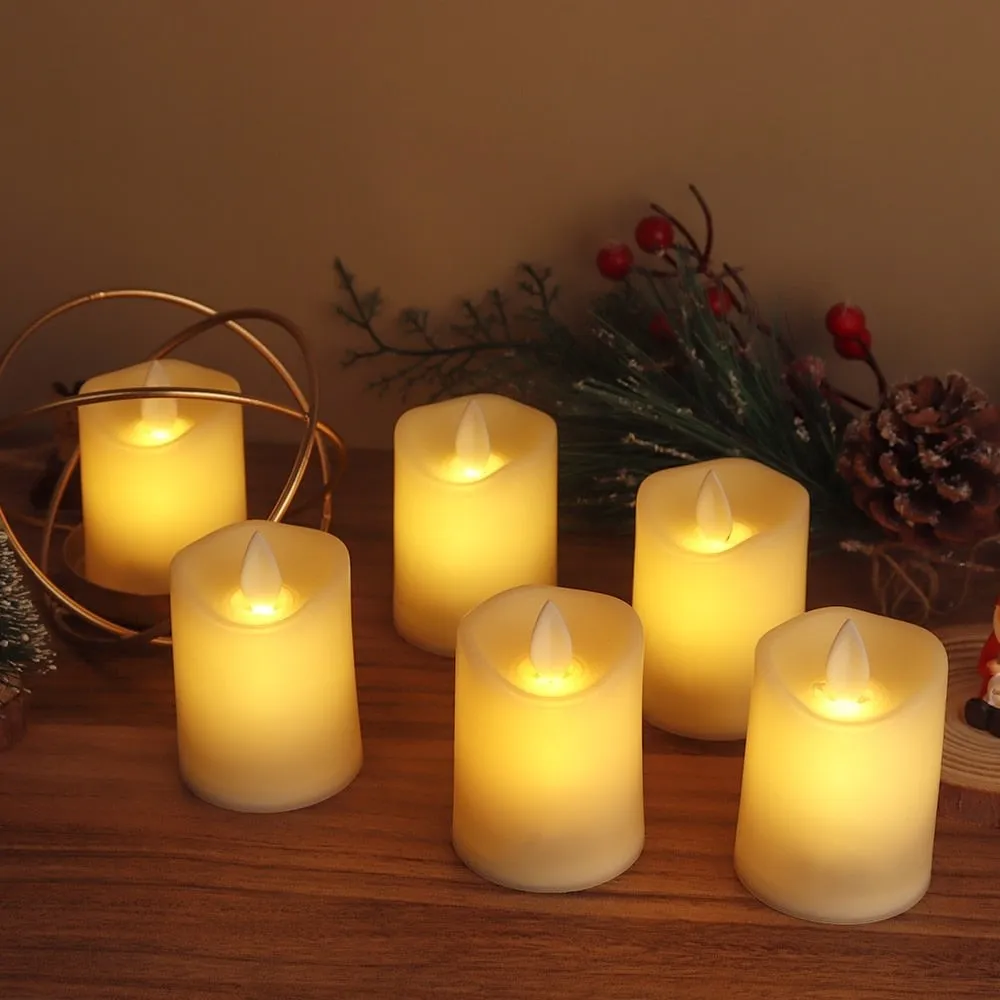 6 Pcs Flickering Flameless Led Electric Candles for Weddings Home Decor