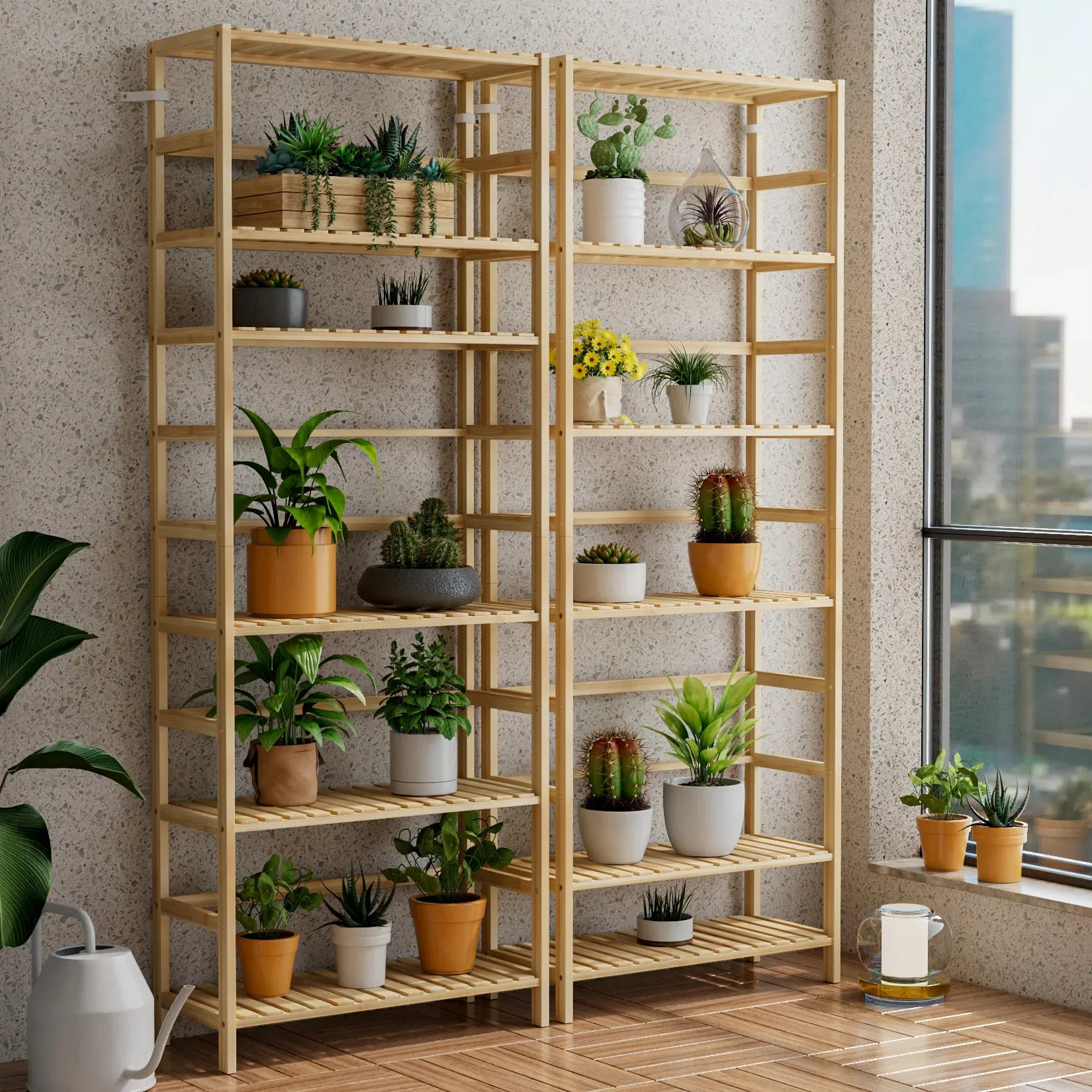6 Tier Bamboo Storage Rack Adjustable