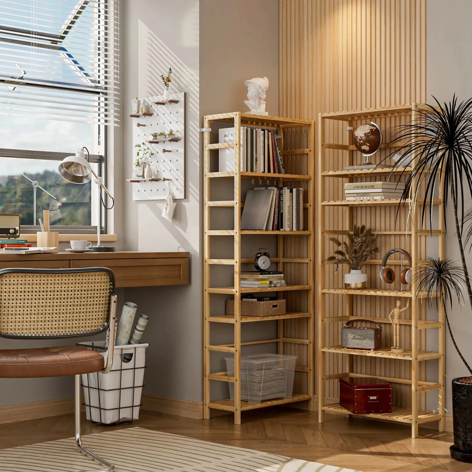 6 Tier Bamboo Storage Rack Adjustable