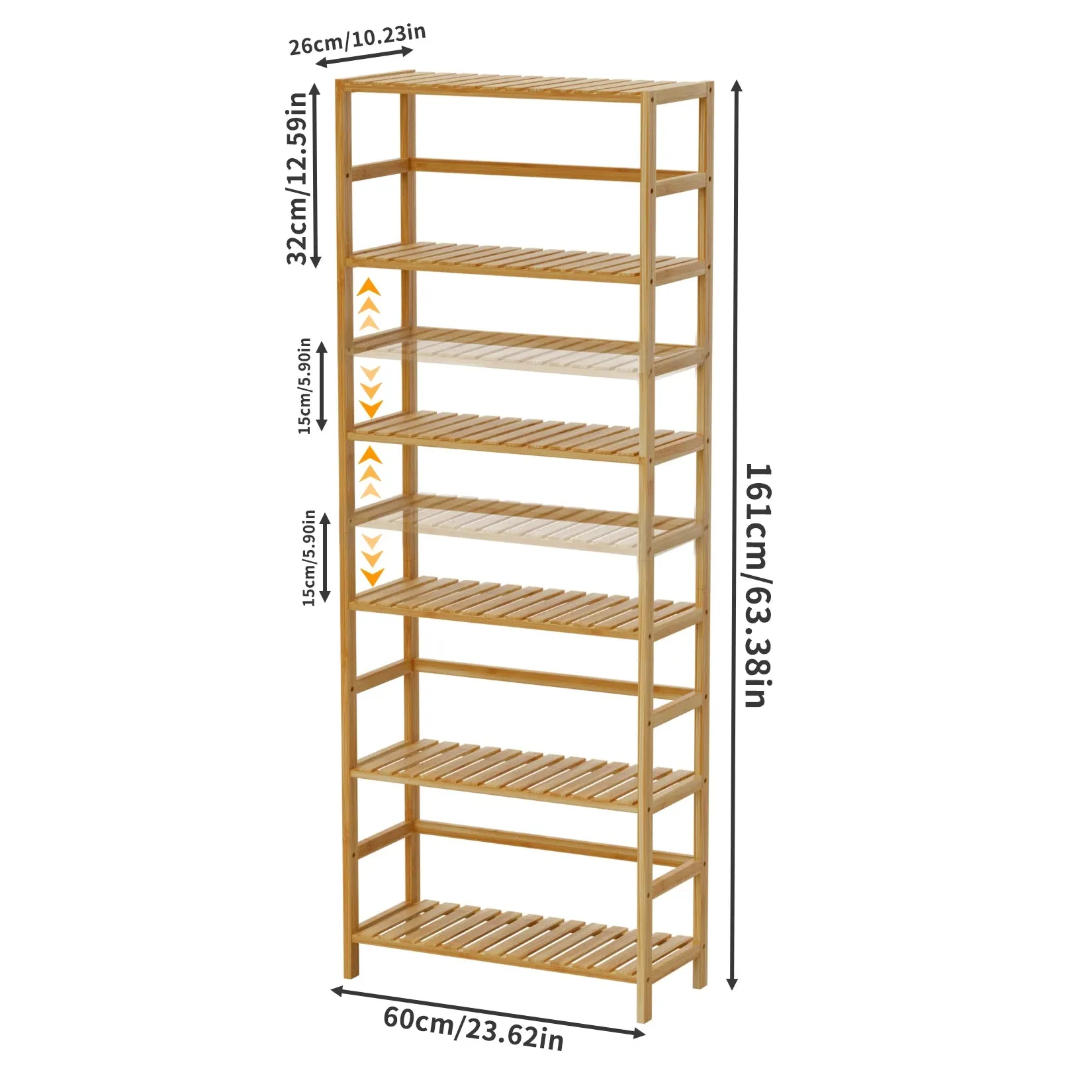 6 Tier Bamboo Storage Rack Adjustable