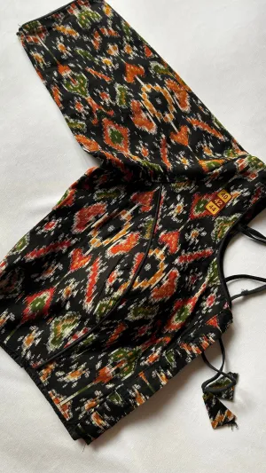 Black Patola Cotton Stitched Blouse