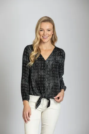 Button Ring Tie Front Top