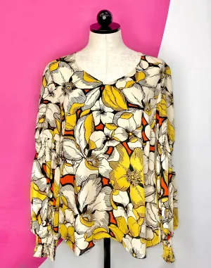 CABI SEQUEL FLORAL V NECK BLOUSE - S