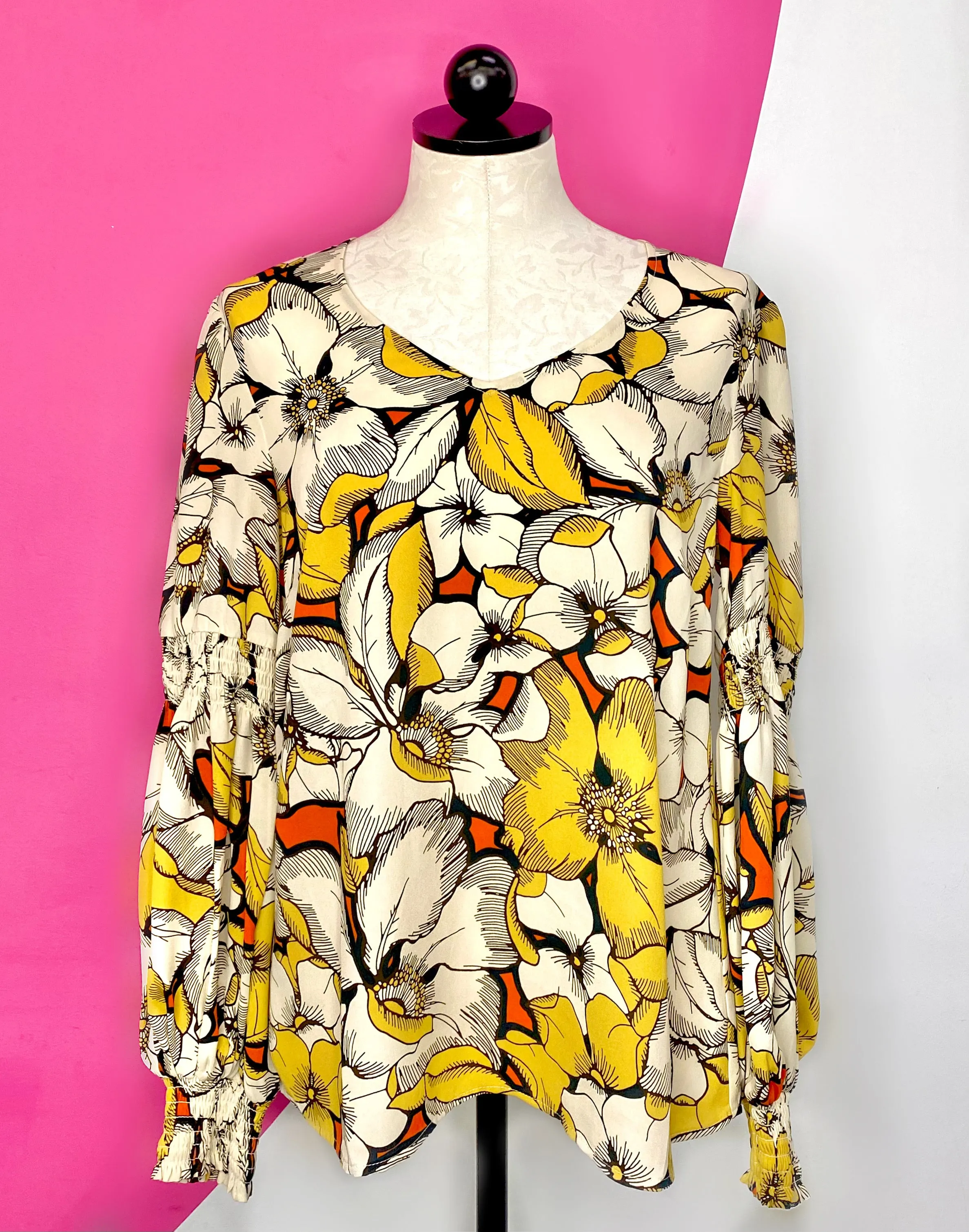 CABI SEQUEL FLORAL V NECK BLOUSE - S