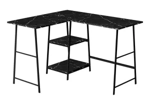 Computer Desk, Home Office, Corner, Storage Shelves, L Shape, Work, Laptop, Marble Look Laminate, Contemporary, Modern by Couch.com