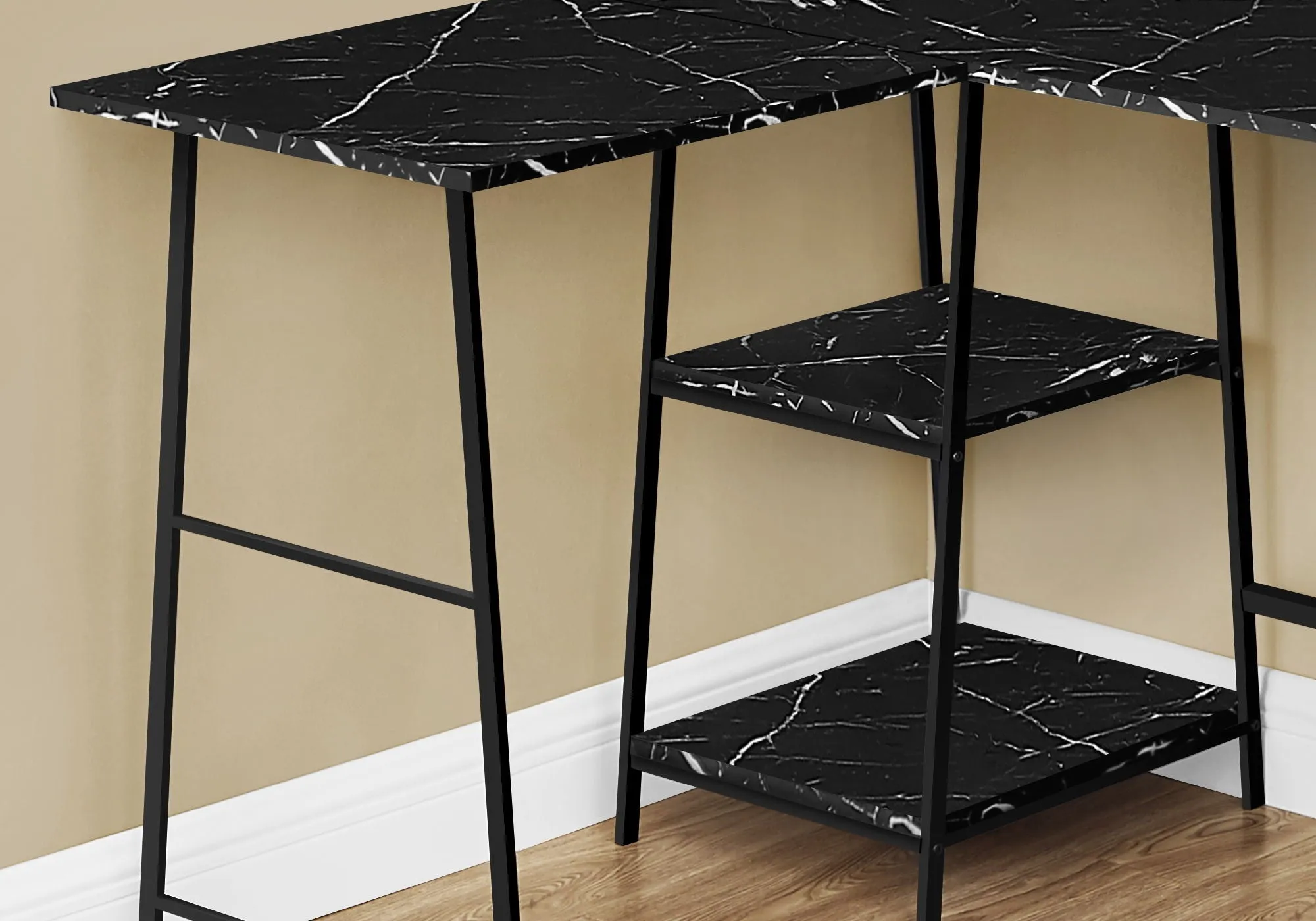 Computer Desk, Home Office, Corner, Storage Shelves, L Shape, Work, Laptop, Marble Look Laminate, Contemporary, Modern by Couch.com