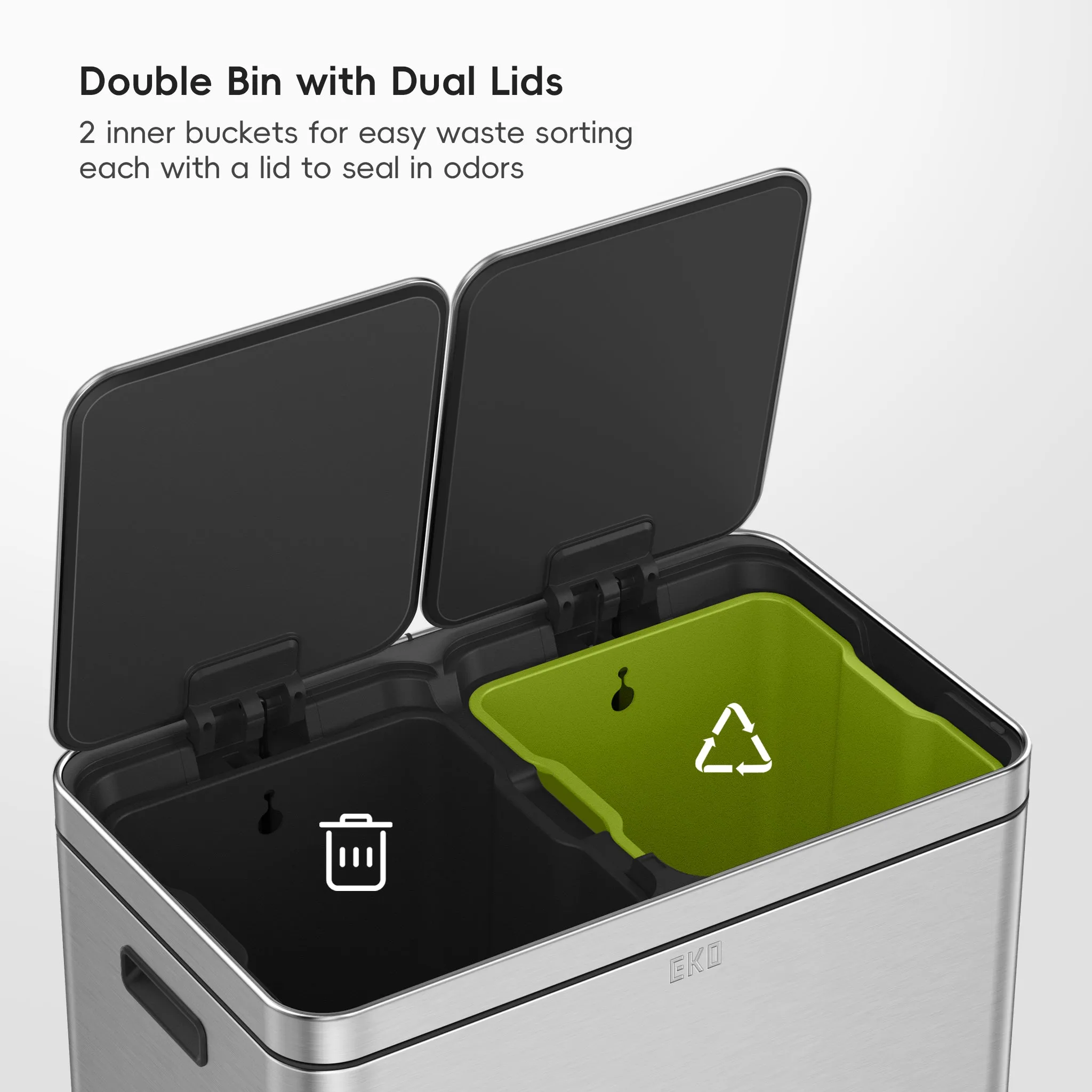 Edison Dual Kitchen Trash Can 8 8 Gallons with Dual Removable Inner Liners