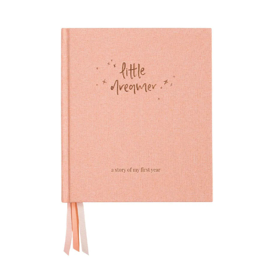 Emma Kate Co. Boxed Linen Cover Luxe Baby Journal - Petal