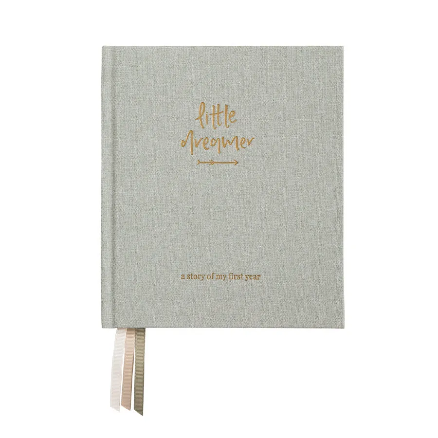 Emma Kate Co. Boxed Linen Cover Luxe Baby Journal - Sage Green