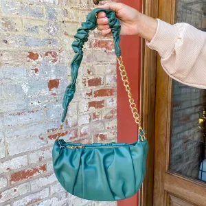 Jen & Co Stockholm Ruched Shoulder Bag in Dark Fern