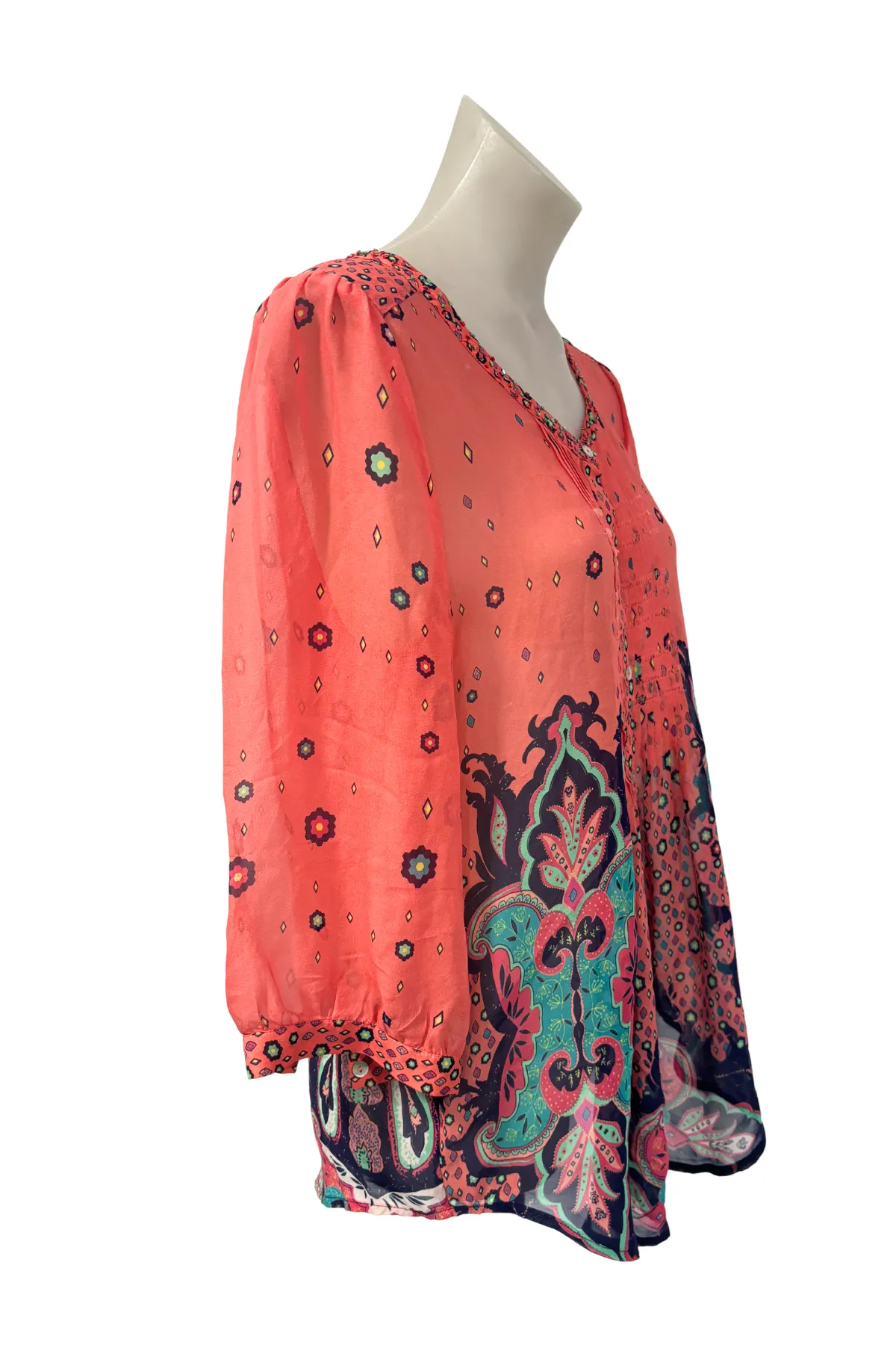 Loobies Story 100% silk beaded blouse, 12