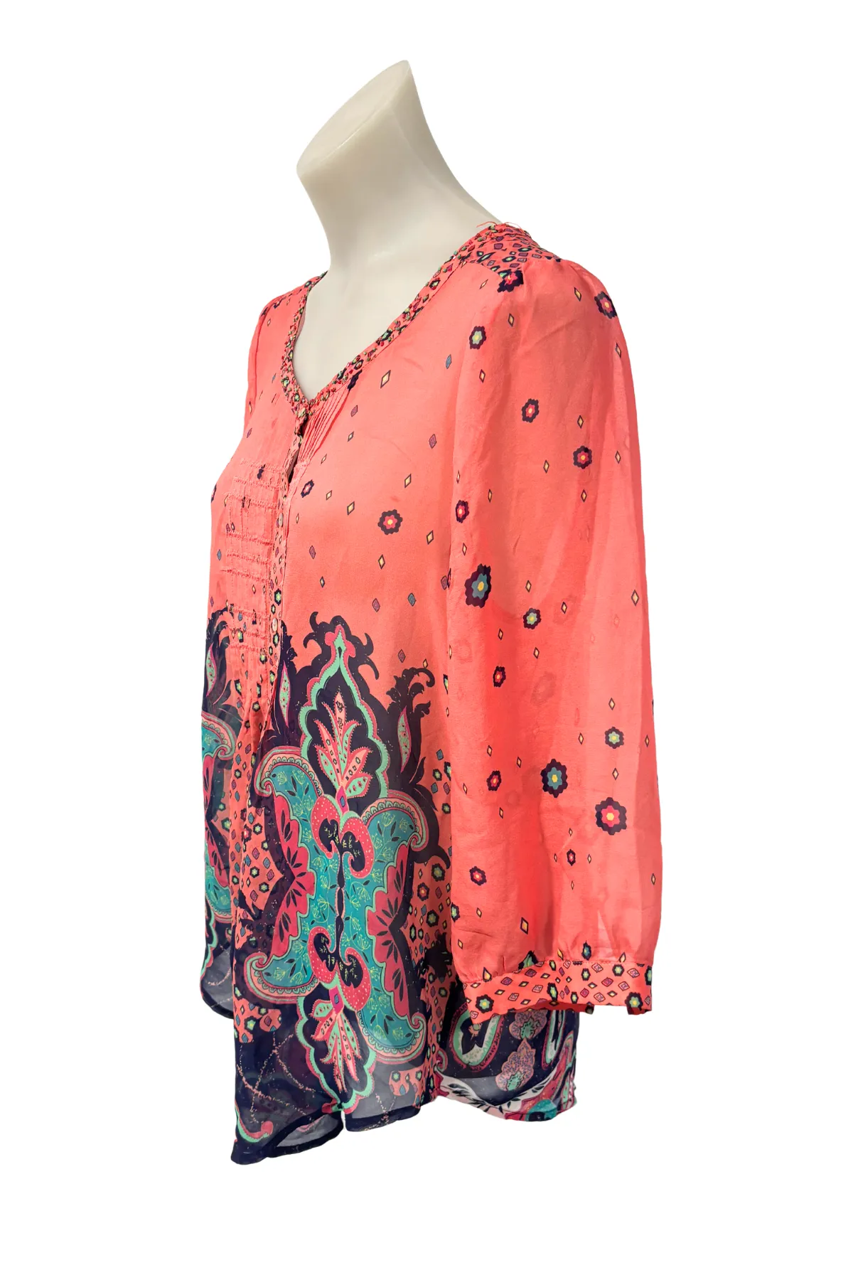 Loobies Story 100% silk beaded blouse, 12