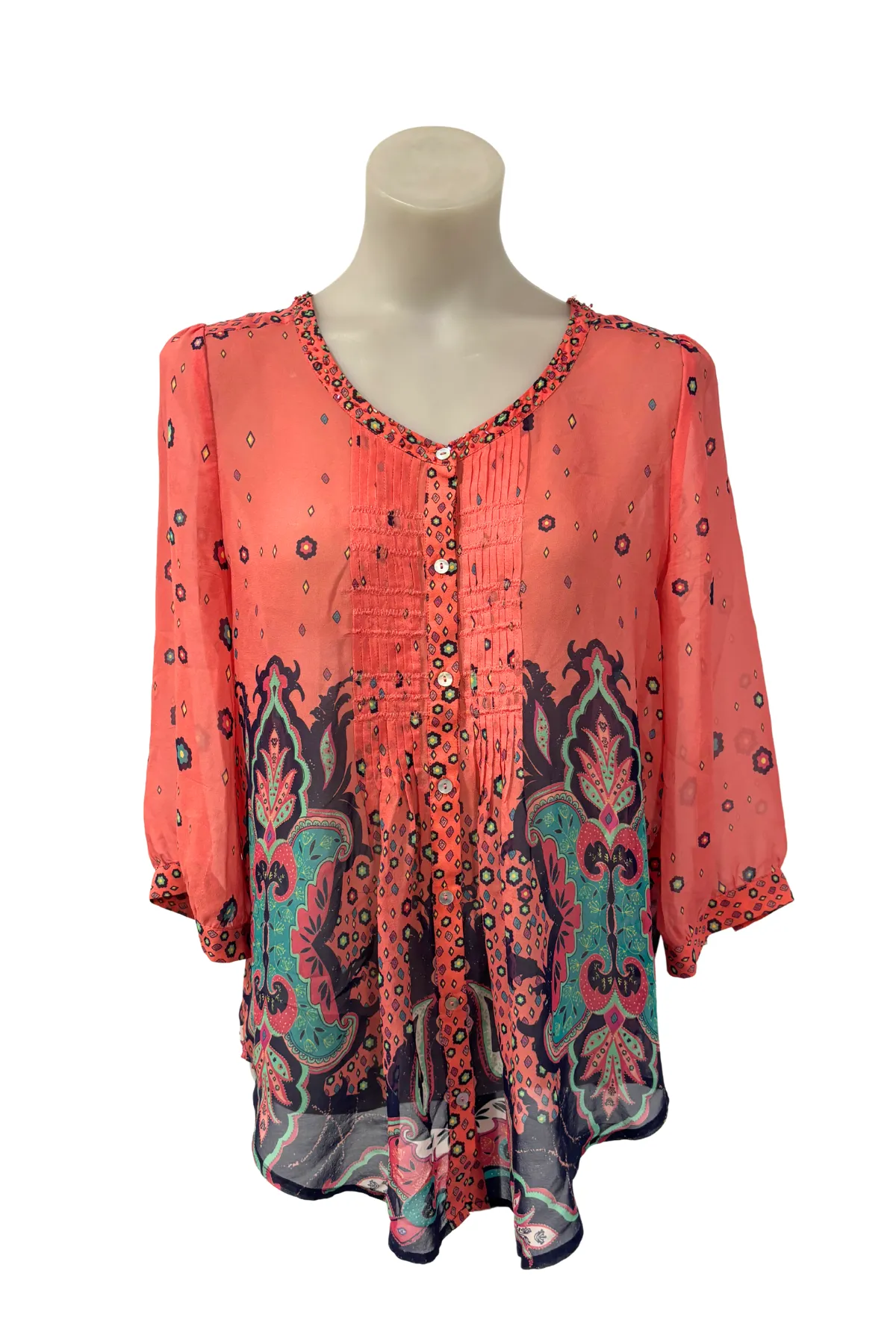 Loobies Story 100% silk beaded blouse, 12