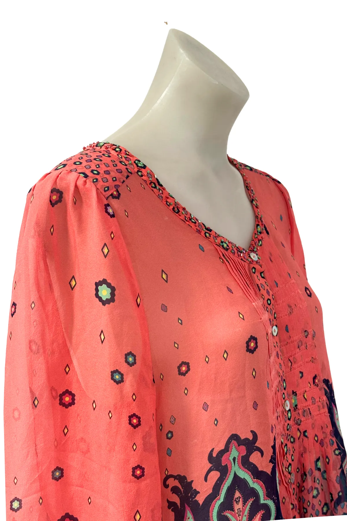 Loobies Story 100% silk beaded blouse, 12