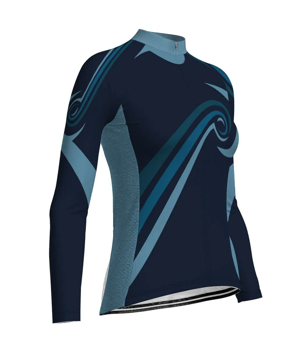 Navy Long Sleeve Cycling Jersey for Women