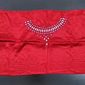 Red Mashroo Silk Mirror Work Blouse Piece