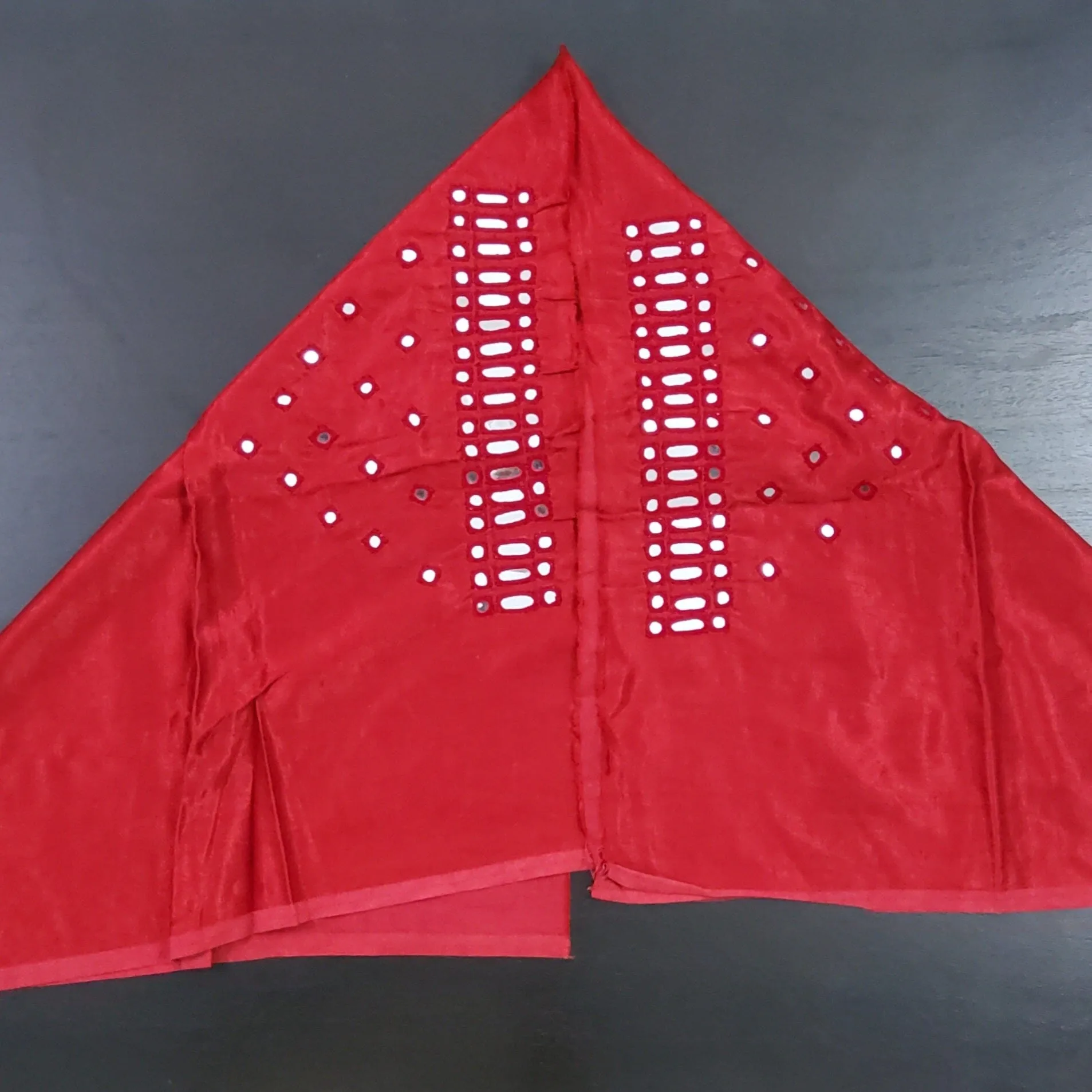 Red Mashroo Silk Mirror Work Blouse Piece