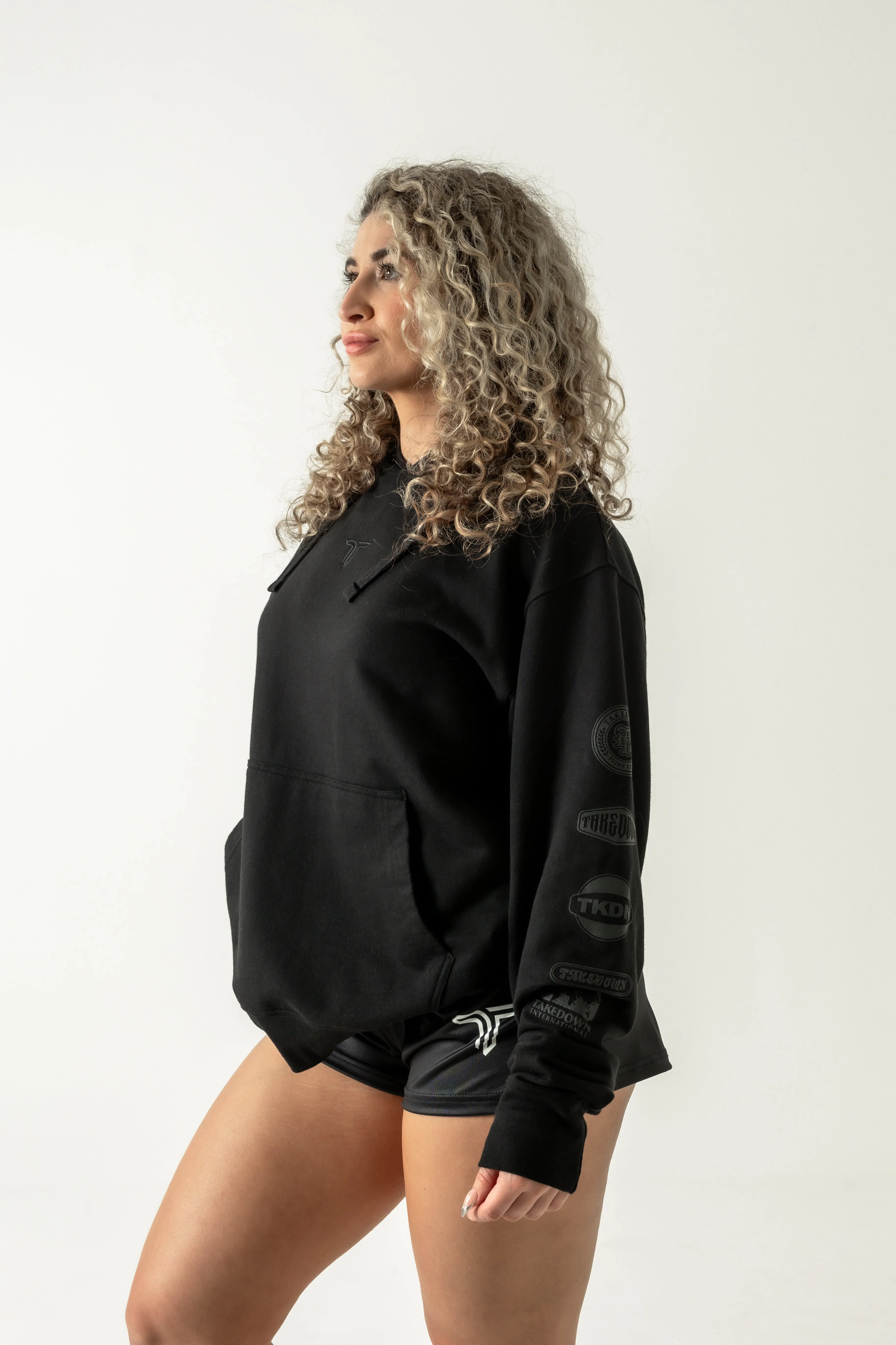 Takedown Sleeve Logo Stack Hoodie - Black