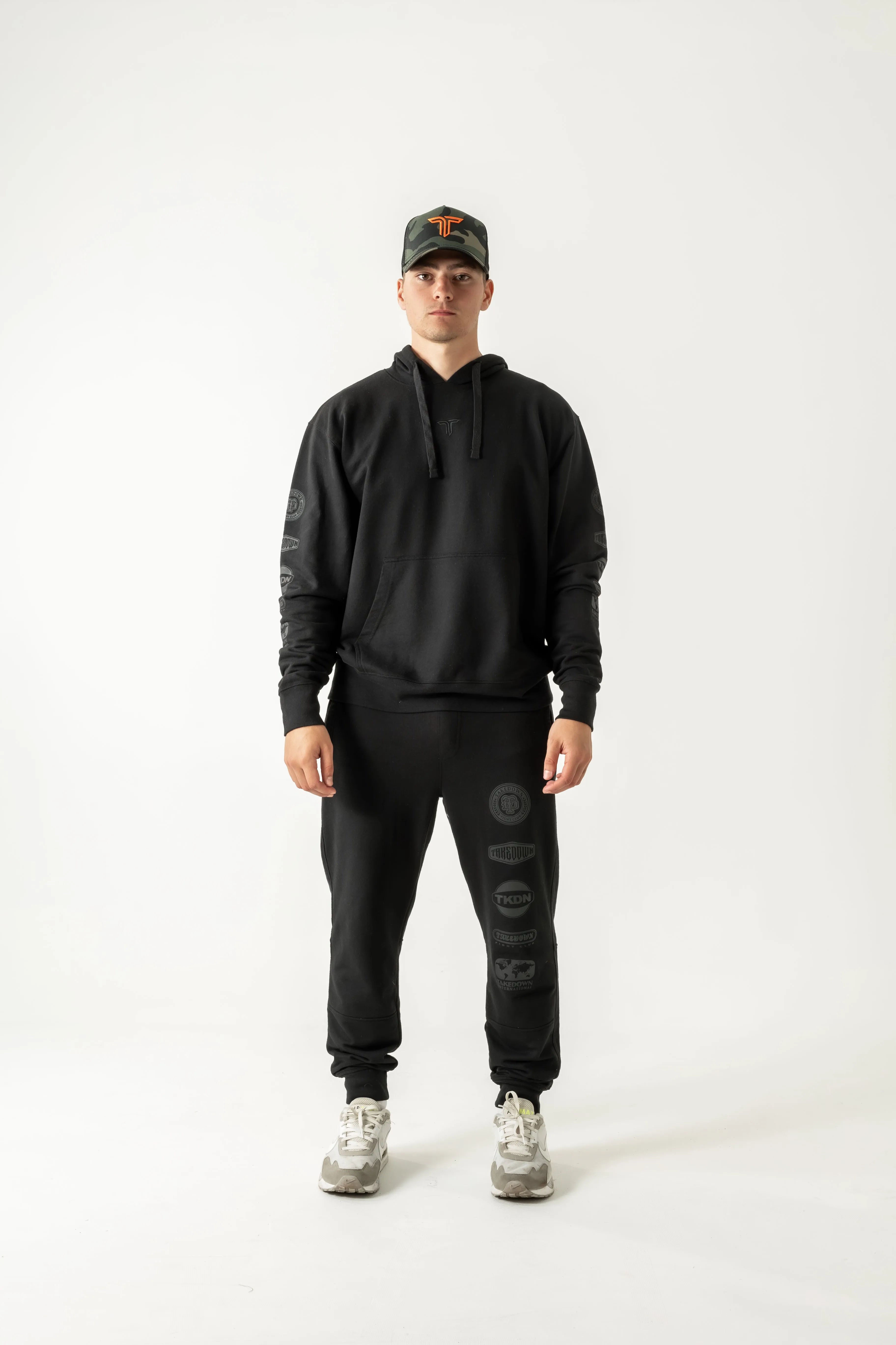 Takedown Sleeve Logo Stack Hoodie - Black