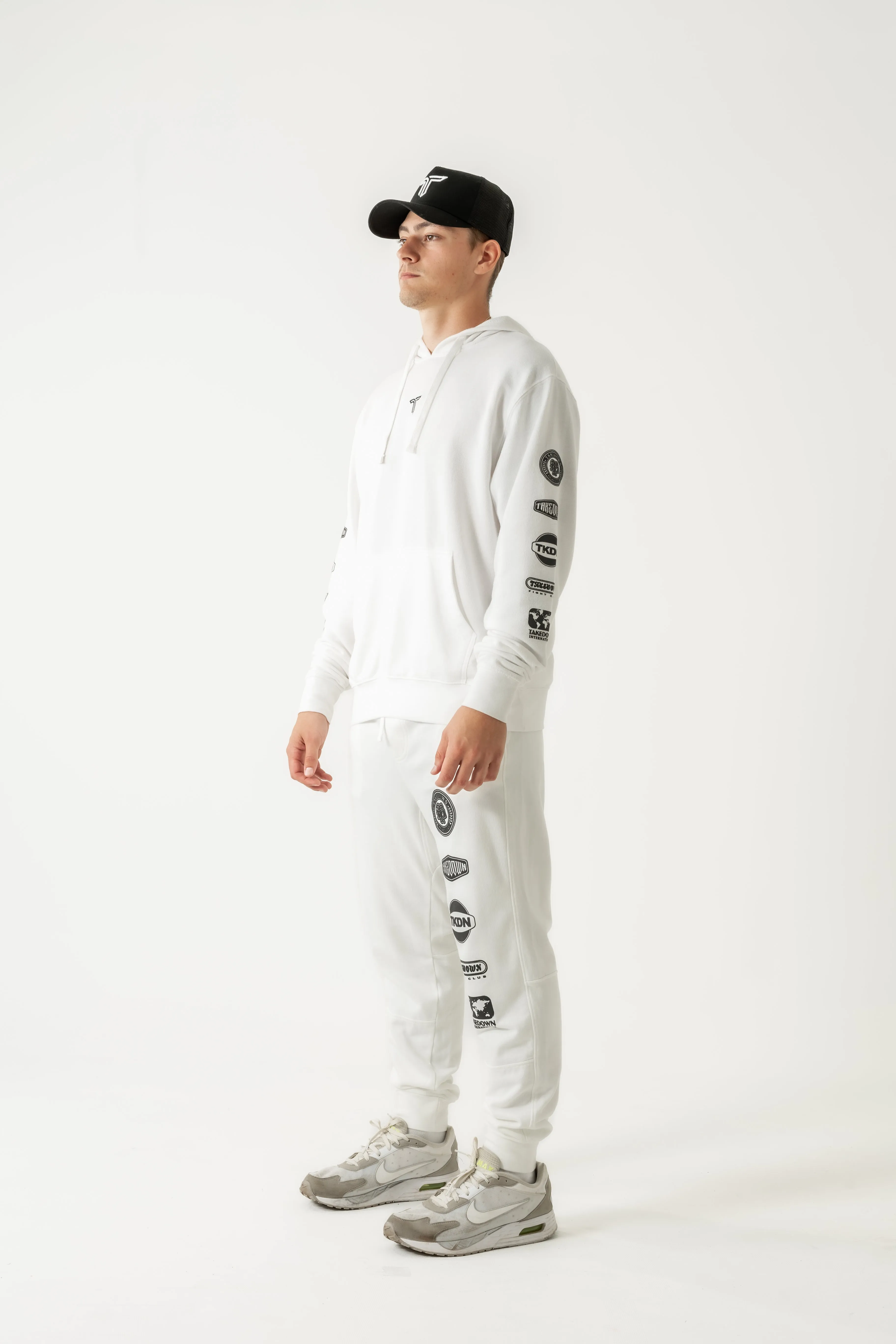 Takedown Sleeve Logo Stack Hoodie - White